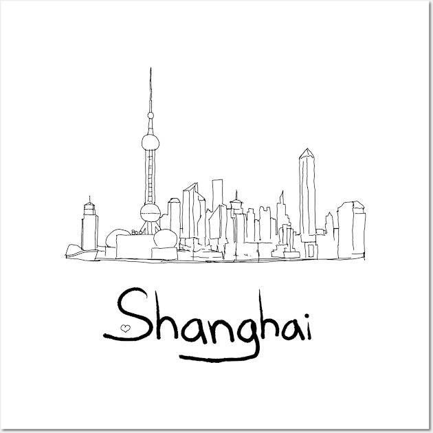 Shanghai cityscape Wall Art by jitkaegressy